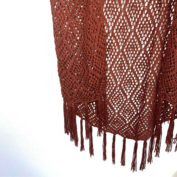 Maurices Rust Orange Fringe Sleeveless Open Knit Duster Cardigan Xsmall Women’s - Picture 4 of 10